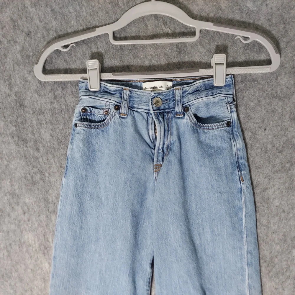 Abercrombie Kids Girls Baggy Jeans 5/6 Long Blue Streetwear Adjustable Waist
